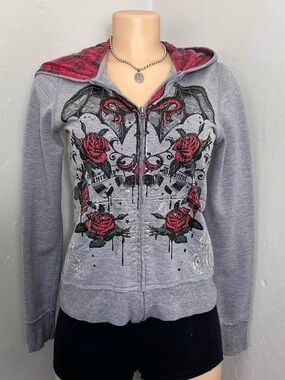 Wet Seal Red Hoodie with Black Star Print